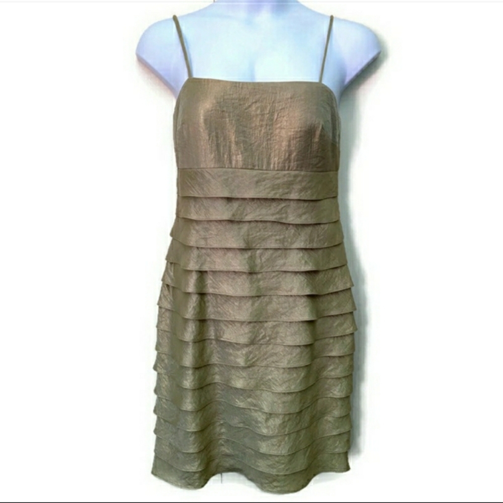 Jessica Howard Womens Party Dress 14 Gold Tiered